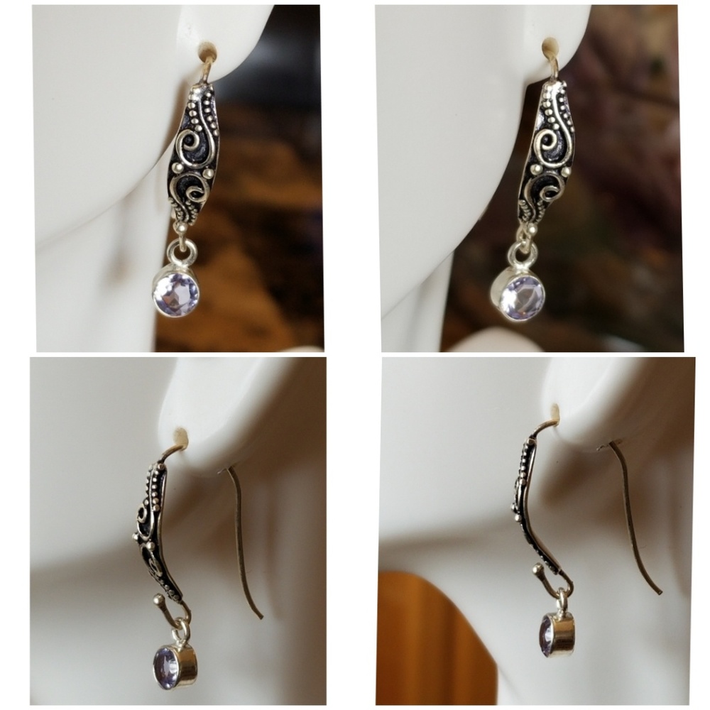 1ct Color Changing Alexandrite Earrings 1.2" - Picture 3 of 5
